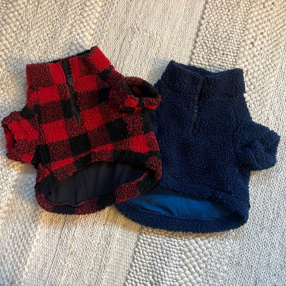 Set of 2 Fleece like Dog Jackets. M